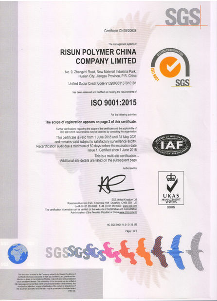 CHINA Risun Polymer International  Co.,Ltd. zertifizierungen